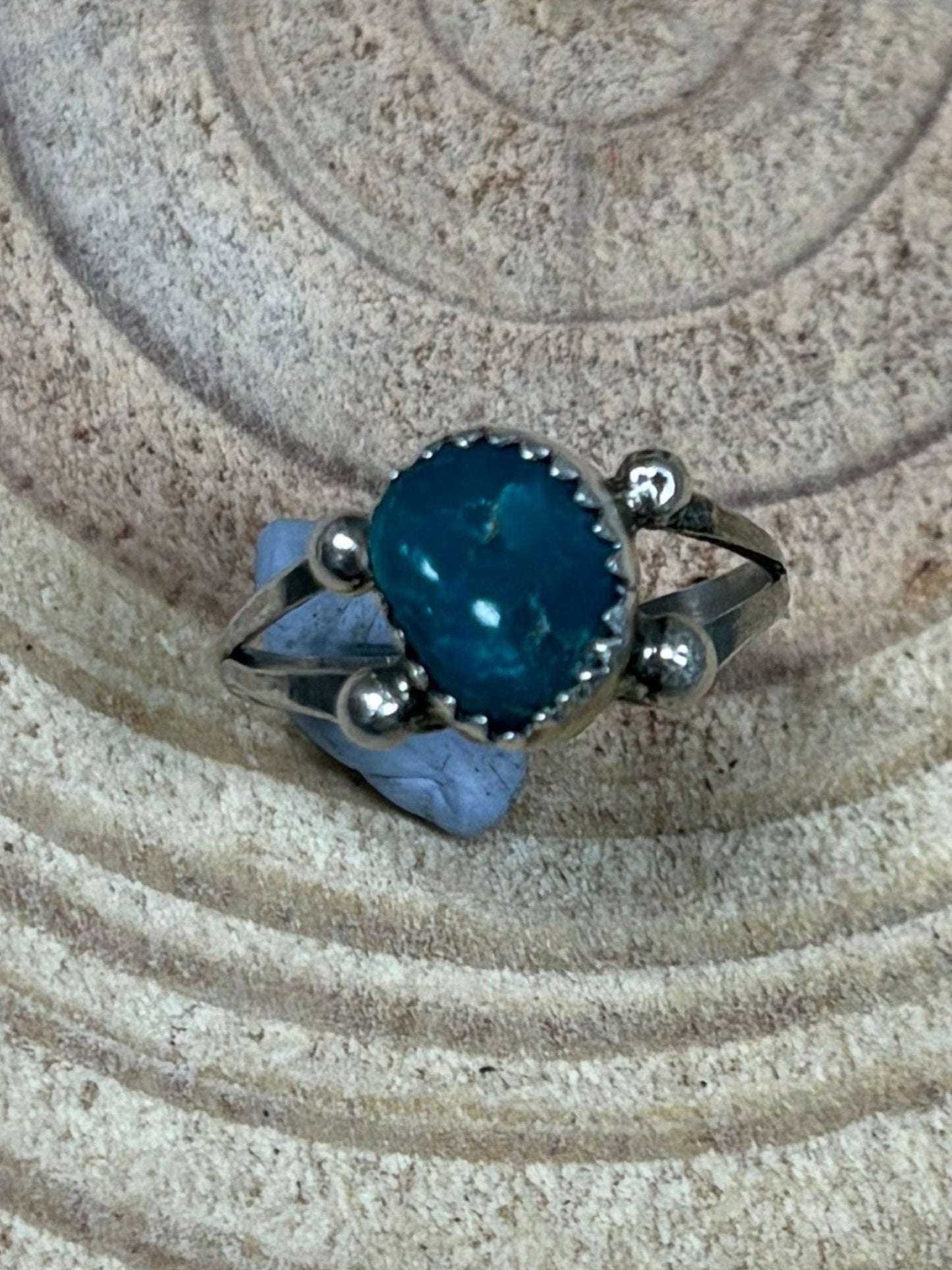 Antionette Martinez Navajo Kingman Turquoise Sterling Silver Ring — Size 8