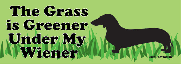 "The Grass is Greener Under My Wiener" 😂🌭 LOL Bumper Car Magnet | Made in USA