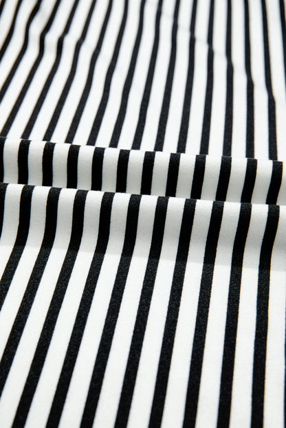 Stripe Tied High Waist Straight Leg Pants