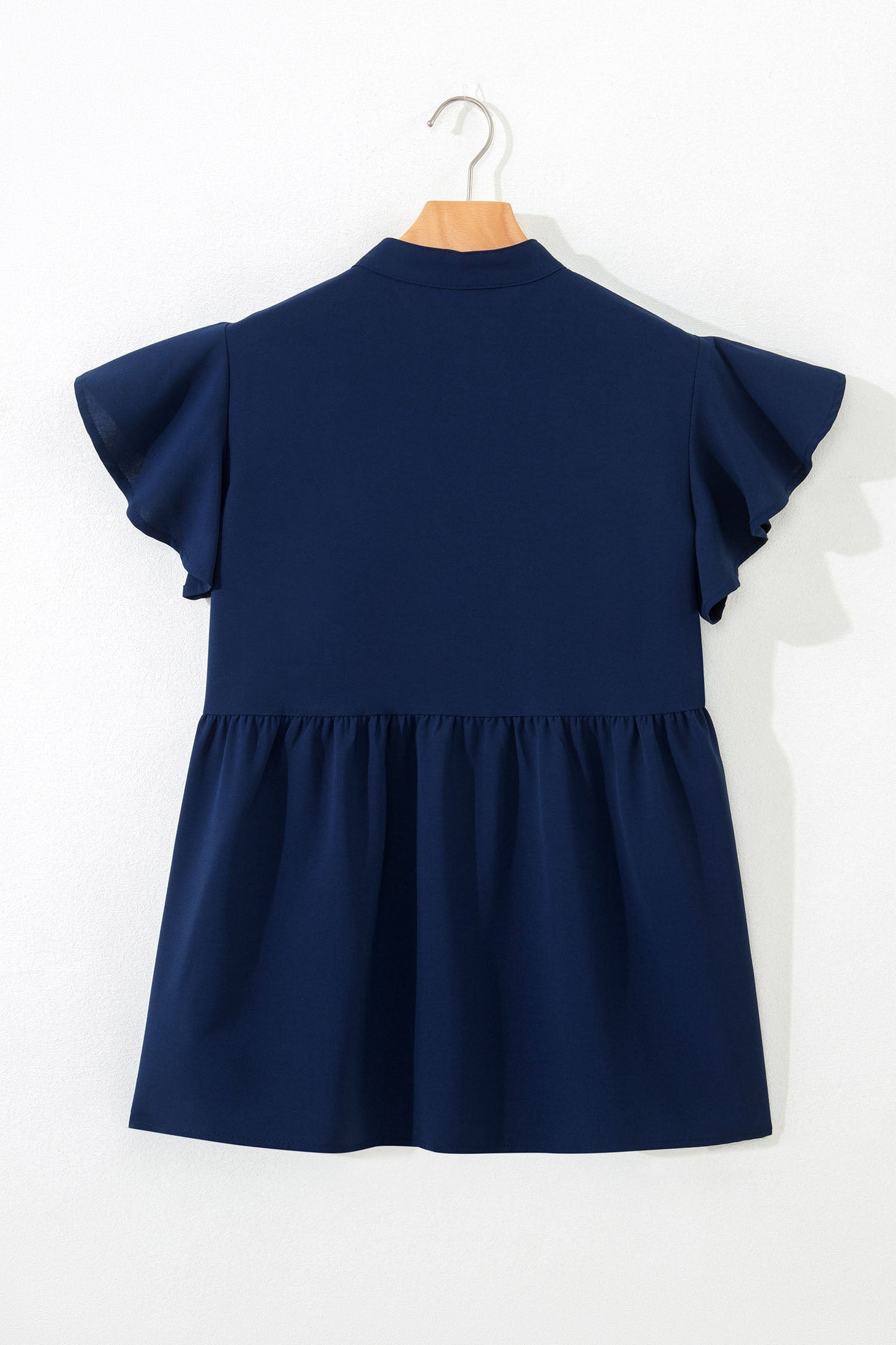 Floral Embroidered V-Neck Ruffle Sleeve Babydoll Blouse