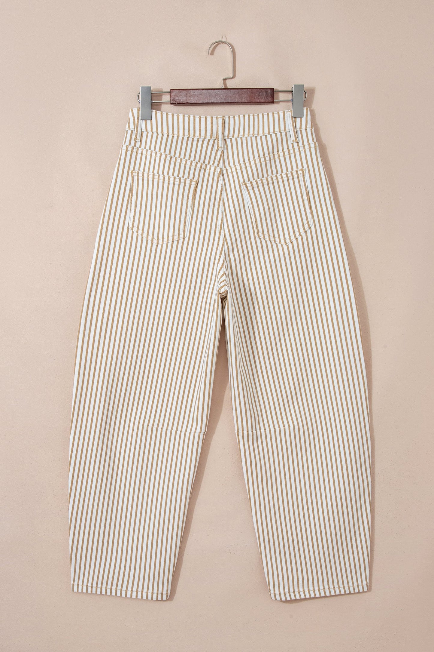 Stripe Denim High Waist Barrel Leg Jeans