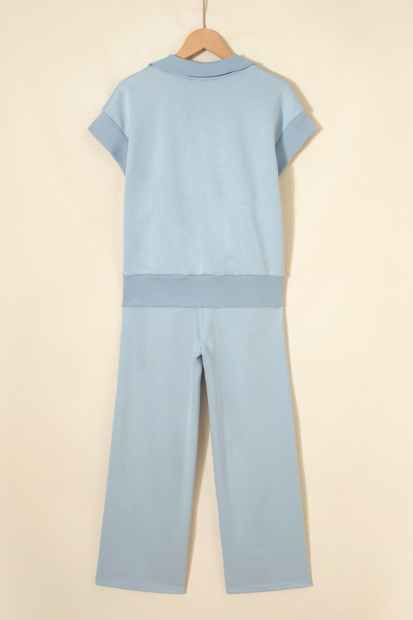 Half Zip Polo Tee & High Waist Pant Set