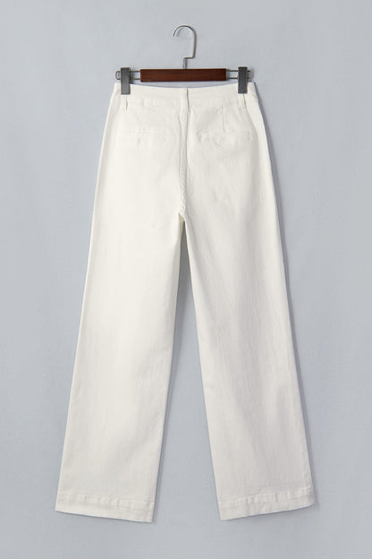 Solid Denim Scalloped Patch Pocket Shift Jeans