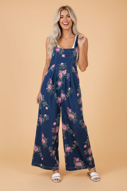 Floral Pleated High Waist Wide Leg Jumpsuit
