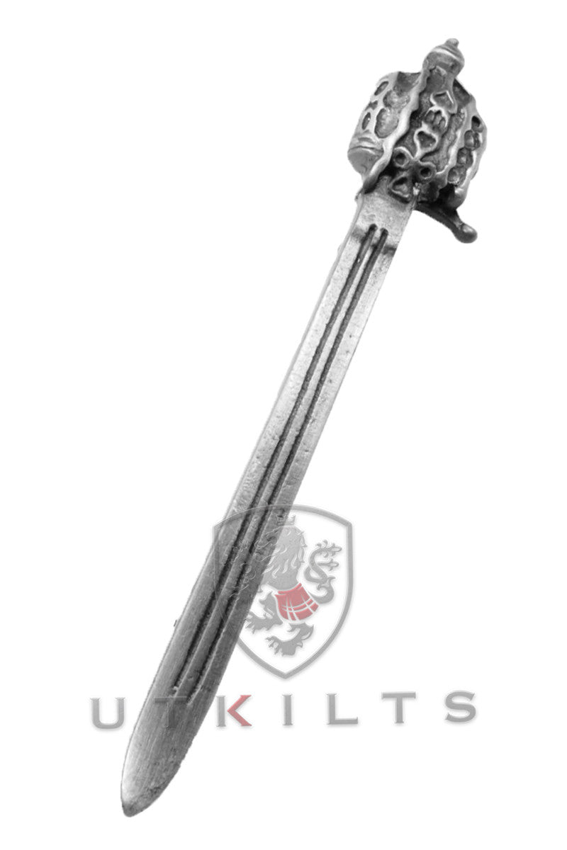 Kilt Pin – Inverloch, Basket-Hilted Sword Antique Silver