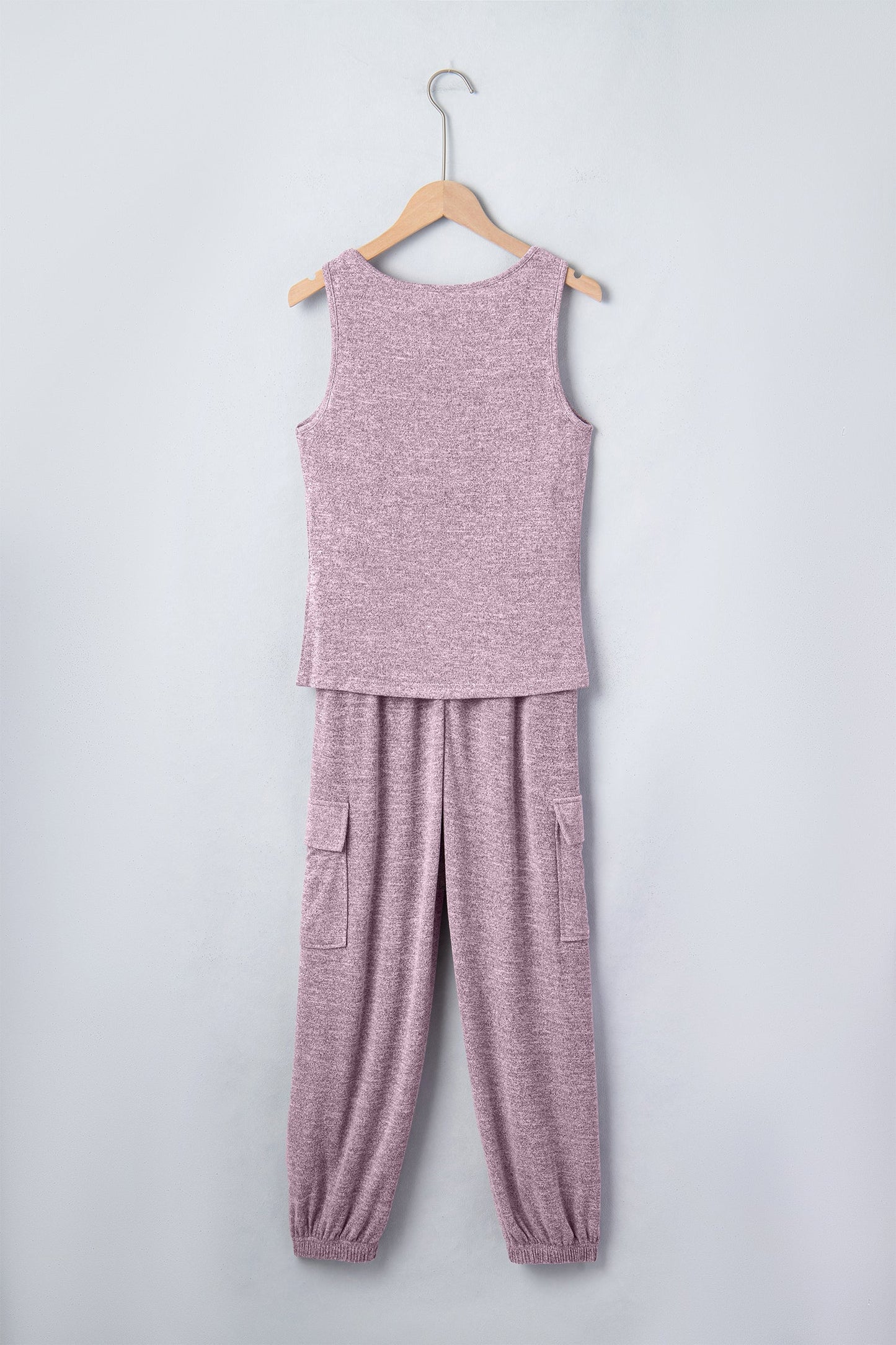 Solid Tank Top & Drawstring Jogger Pants Set