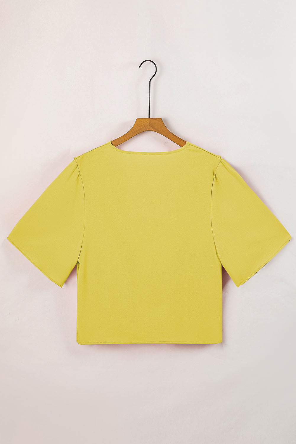 Solid Cowl Neck Draped 3/4 Sleeve Blouse