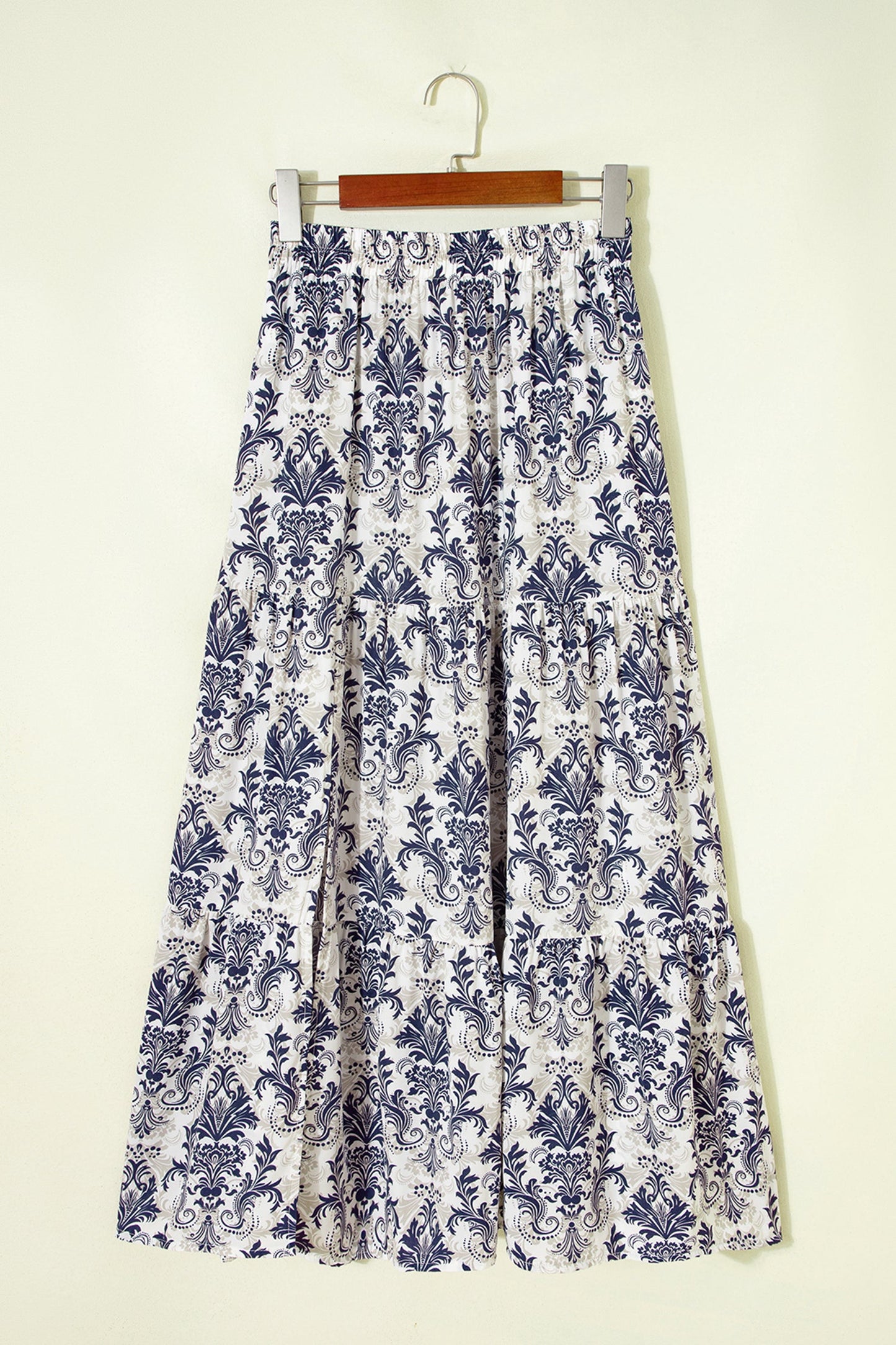 Boho Floral Tiered Maxi Skirt Split