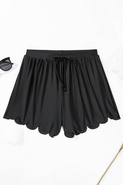 Scalloped Trim High Waist Beach Shorts