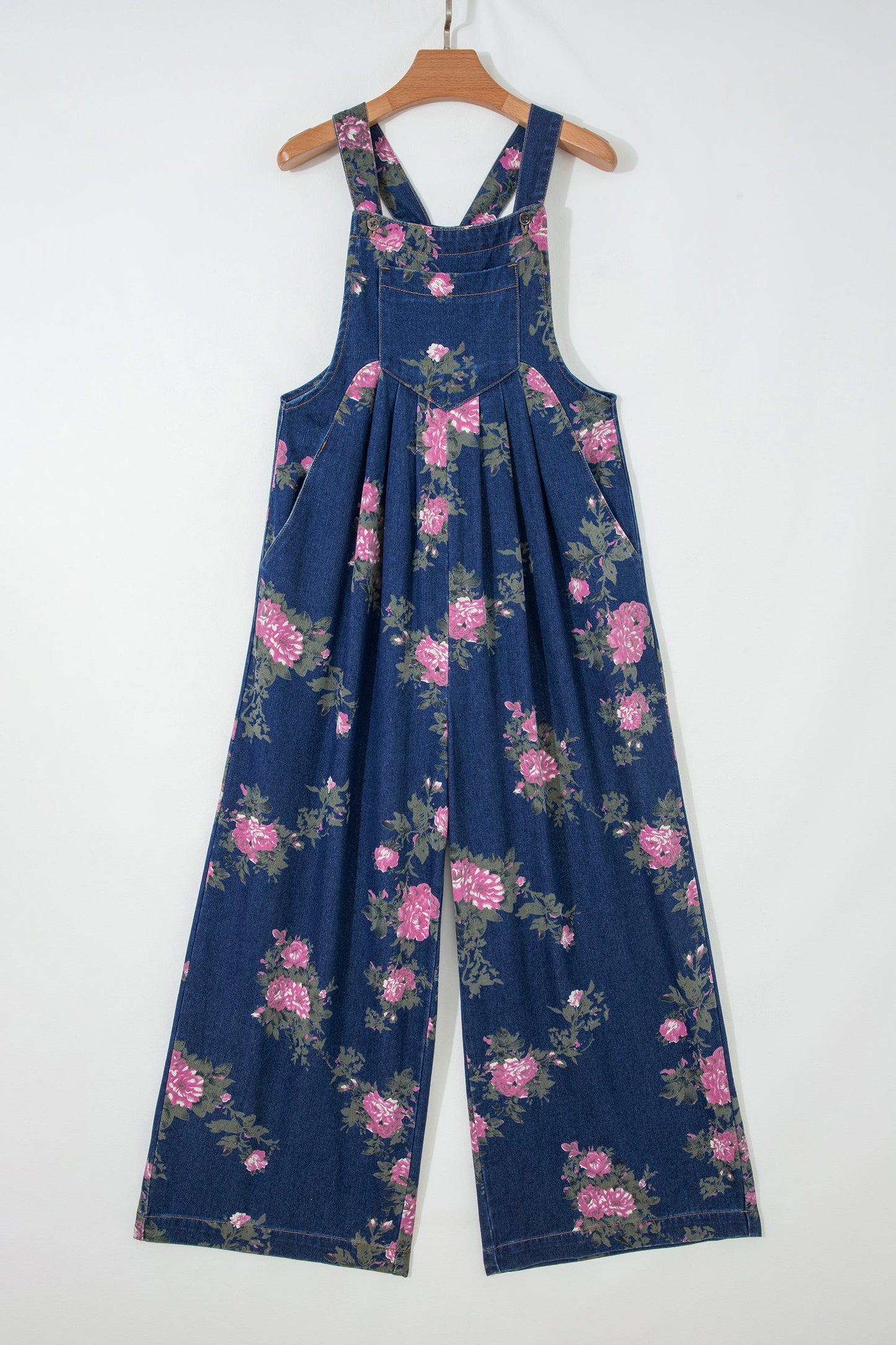 Floral Pleated High Waist Wide Leg Jumpsuit