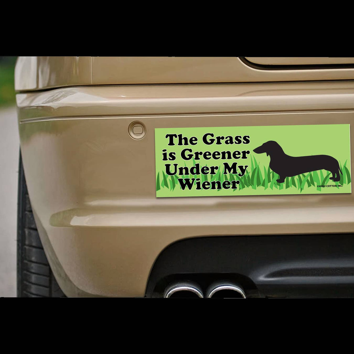 "The Grass is Greener Under My Wiener" 😂🌭 LOL Bumper Car Magnet | Made in USA