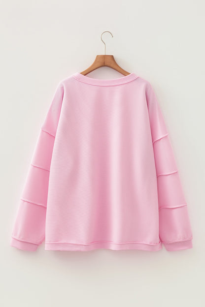 Plus Size Solid Ribbed Drop Shoulder Top