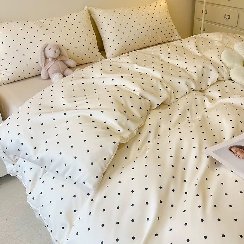 Polka Dot Satin Duvet Cover Set