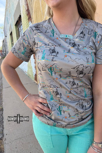 "Blooming Desert" Western Graphic Tee — 95% Polyester Stretch Fit by Rowdy Crowd Clothing