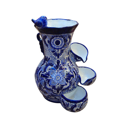 Blue & White Talavera Fountain | Floral Bird Water Feature