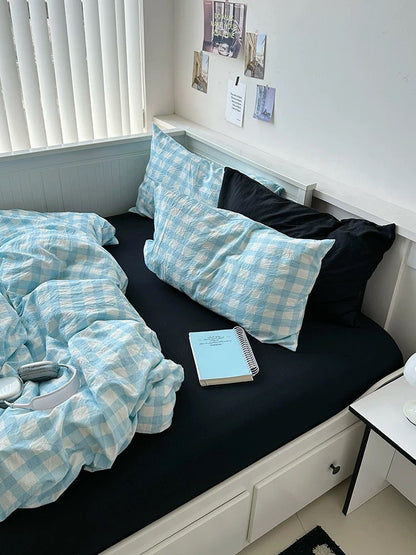 Aesthetic Blue & Black Striped Duvet Cover Set