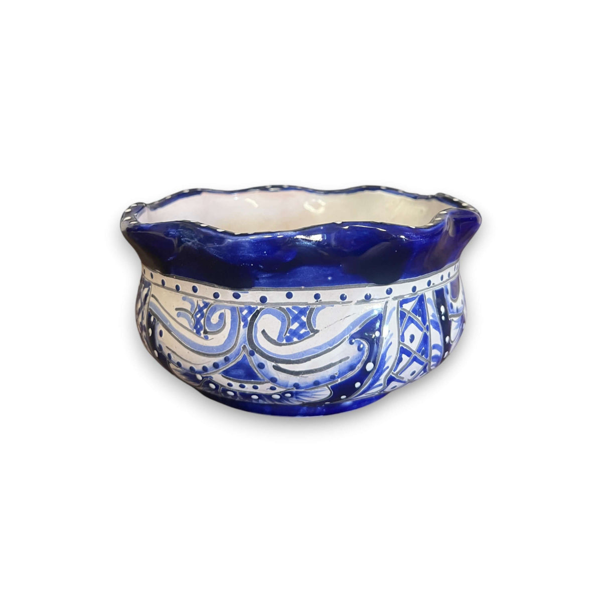 Mini Talavera Flower Pot | Wavy Rim Mexican Ceramic Planter