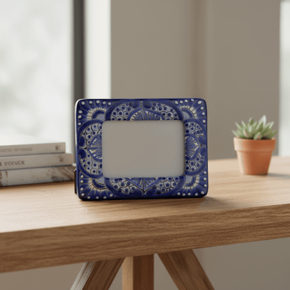 Talavera Picture Frame | Blue & White Floral Design