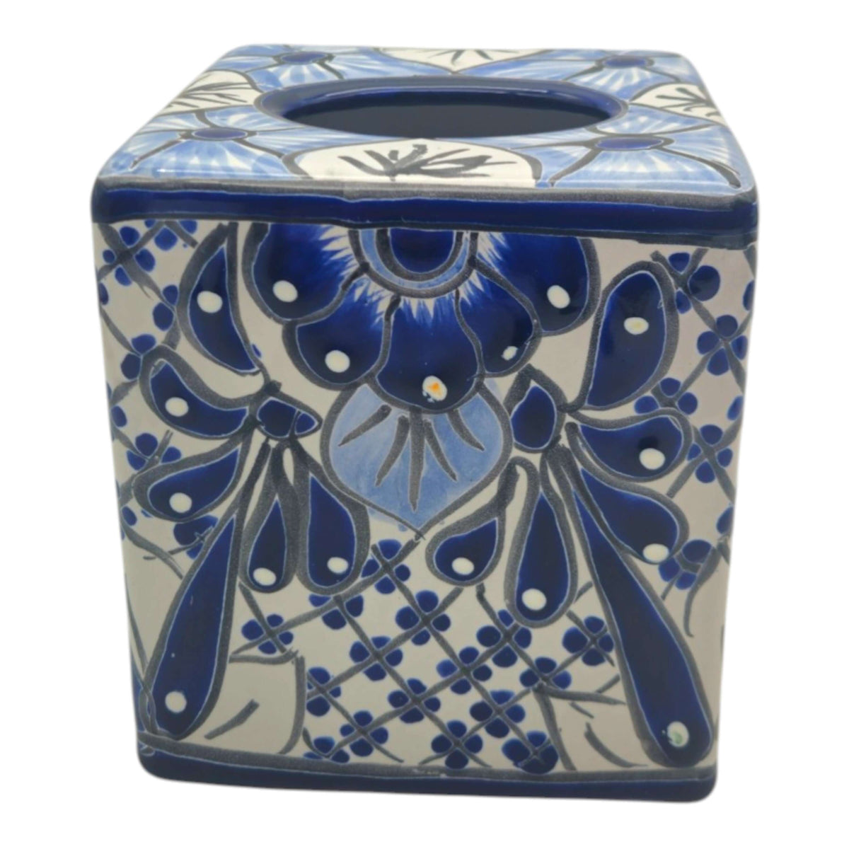 Blue & White Talavera Tissue Box | Handmade Mexican Accent
