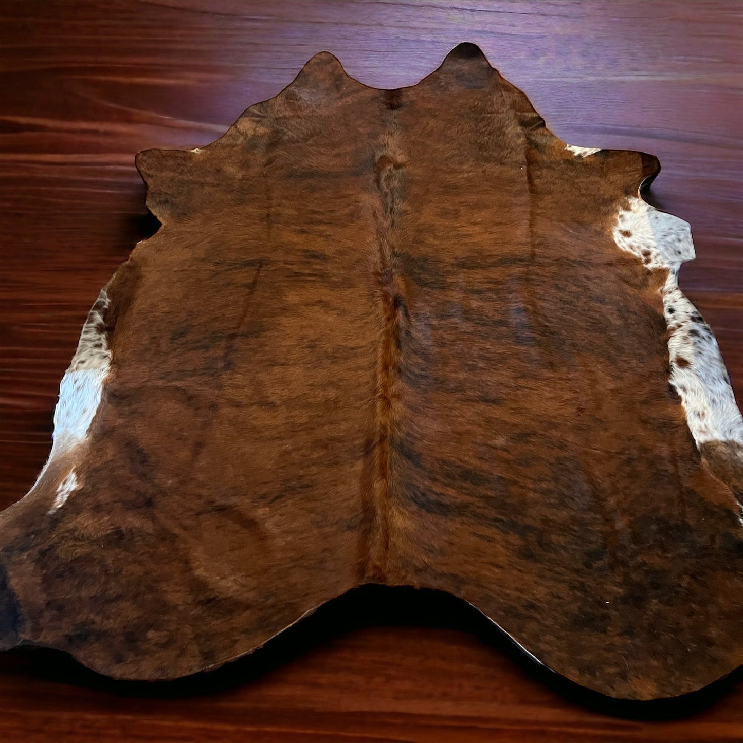 Grade A Brindle Brazilian Cowhide Rug — Jumbo 7-8 ft (Real Hair-On Hide)