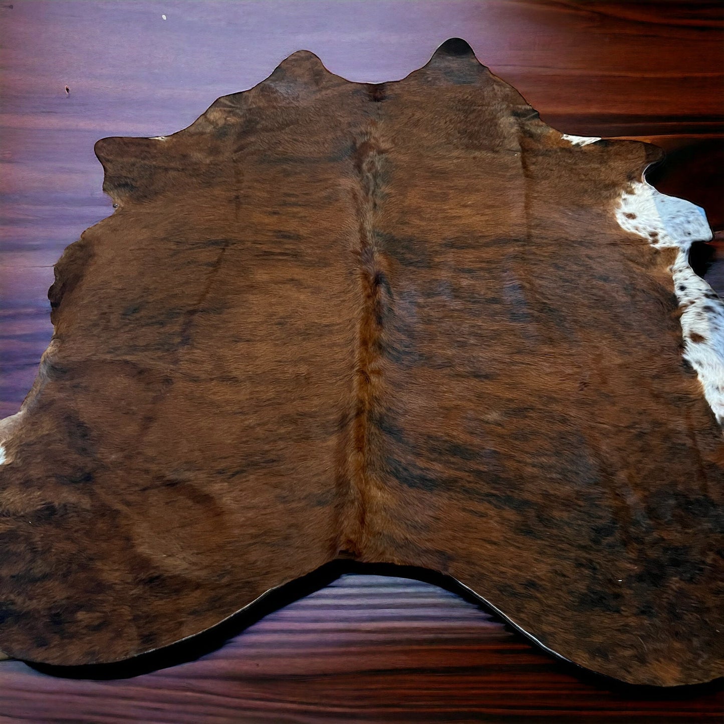 Grade A Brindle Brazilian Cowhide Rug — Jumbo 7-8 ft (Real Hair-On Hide)