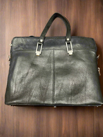 Western Brindle Hair-on-Hide Purse — Padded Laptop Compartment with Adjustable Crossbody Strap (14.5")
