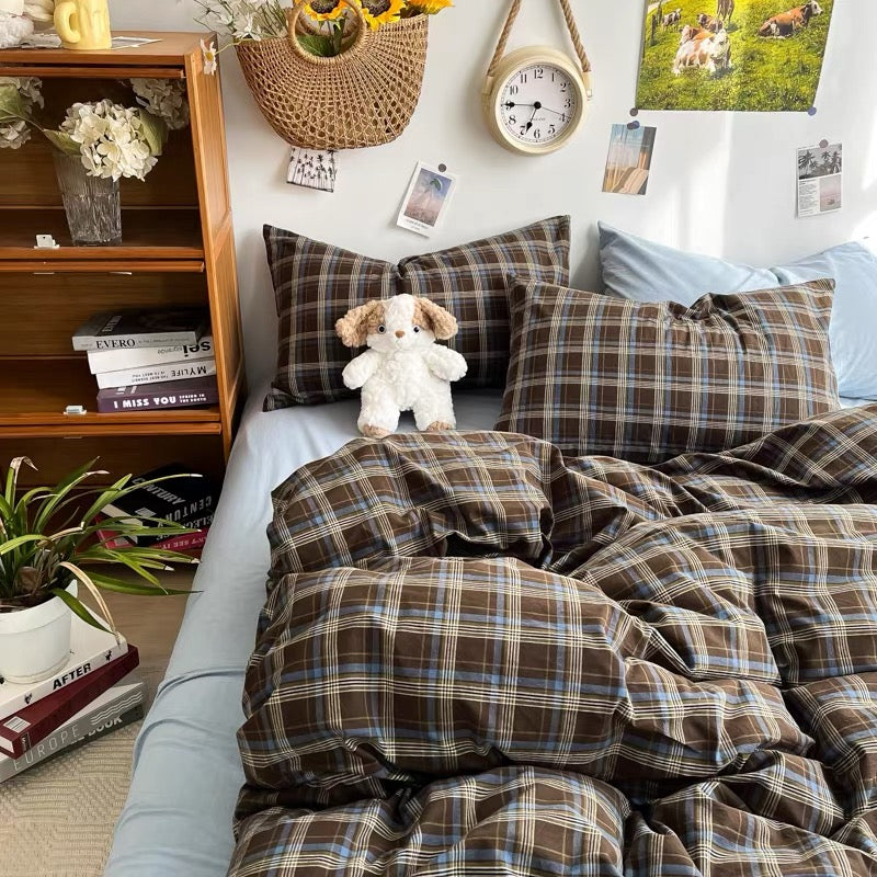 Preppy Plaid Brown Bedding Set