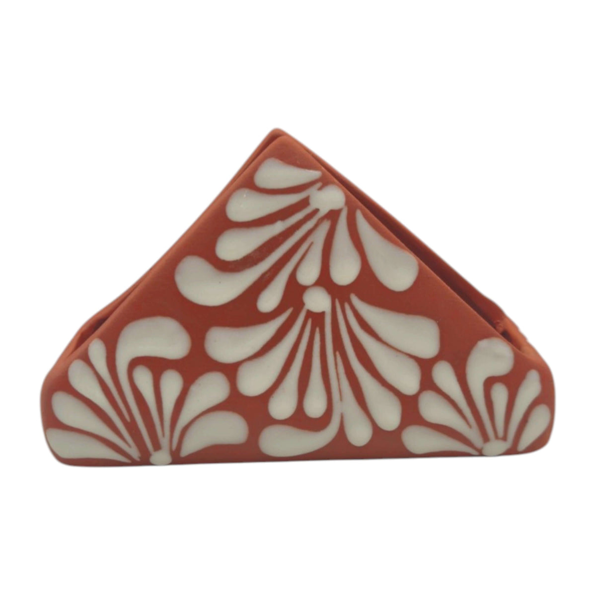 Brown & White Talavera Napkin Holder | Hand-Painted Mexican Decor