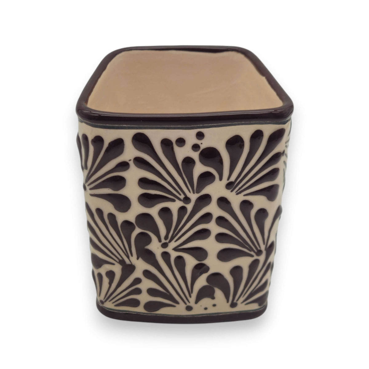 Brown & White Talavera Purse Planter | Handmade Pot