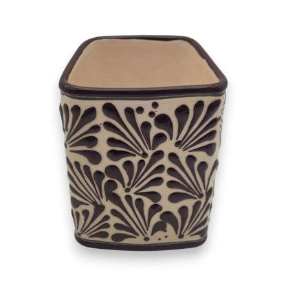 Brown & White Talavera Purse Planter | Handmade Pot