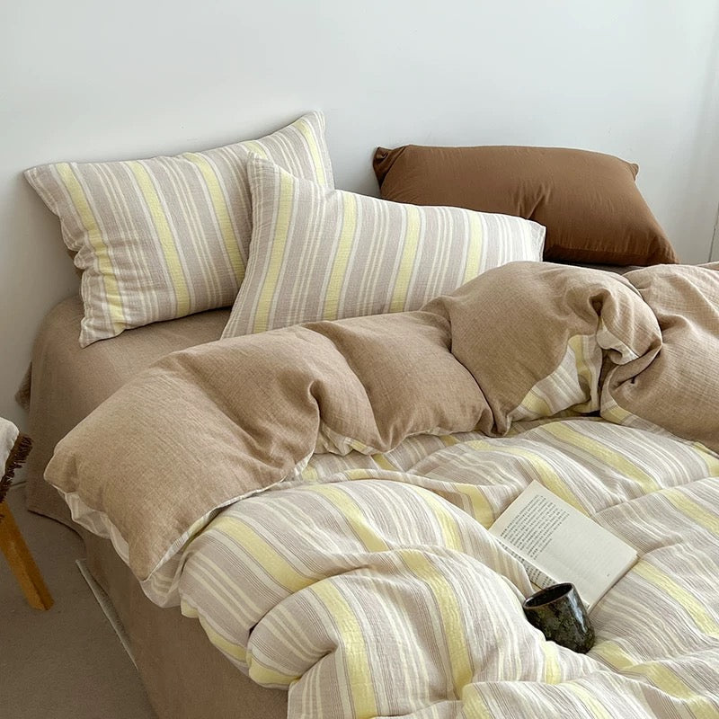 French Country Striped Duvet Cover Set