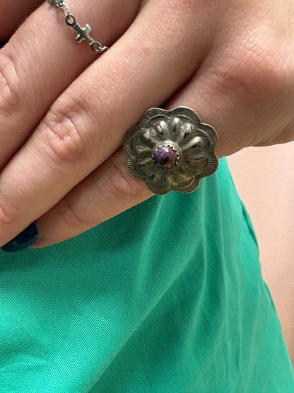 Byron Begay Navajo Sterling Silver Purple Spiny Oyster Ring — Size 7