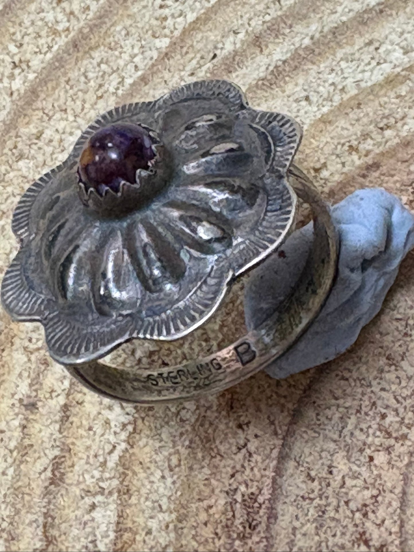 Byron Begay Navajo Sterling Silver Purple Spiny Oyster Ring — Size 7