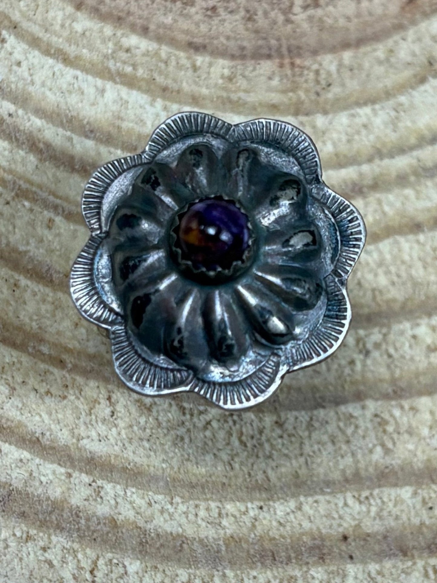 Byron Begay Navajo Sterling Silver Purple Spiny Oyster Ring — Size 7