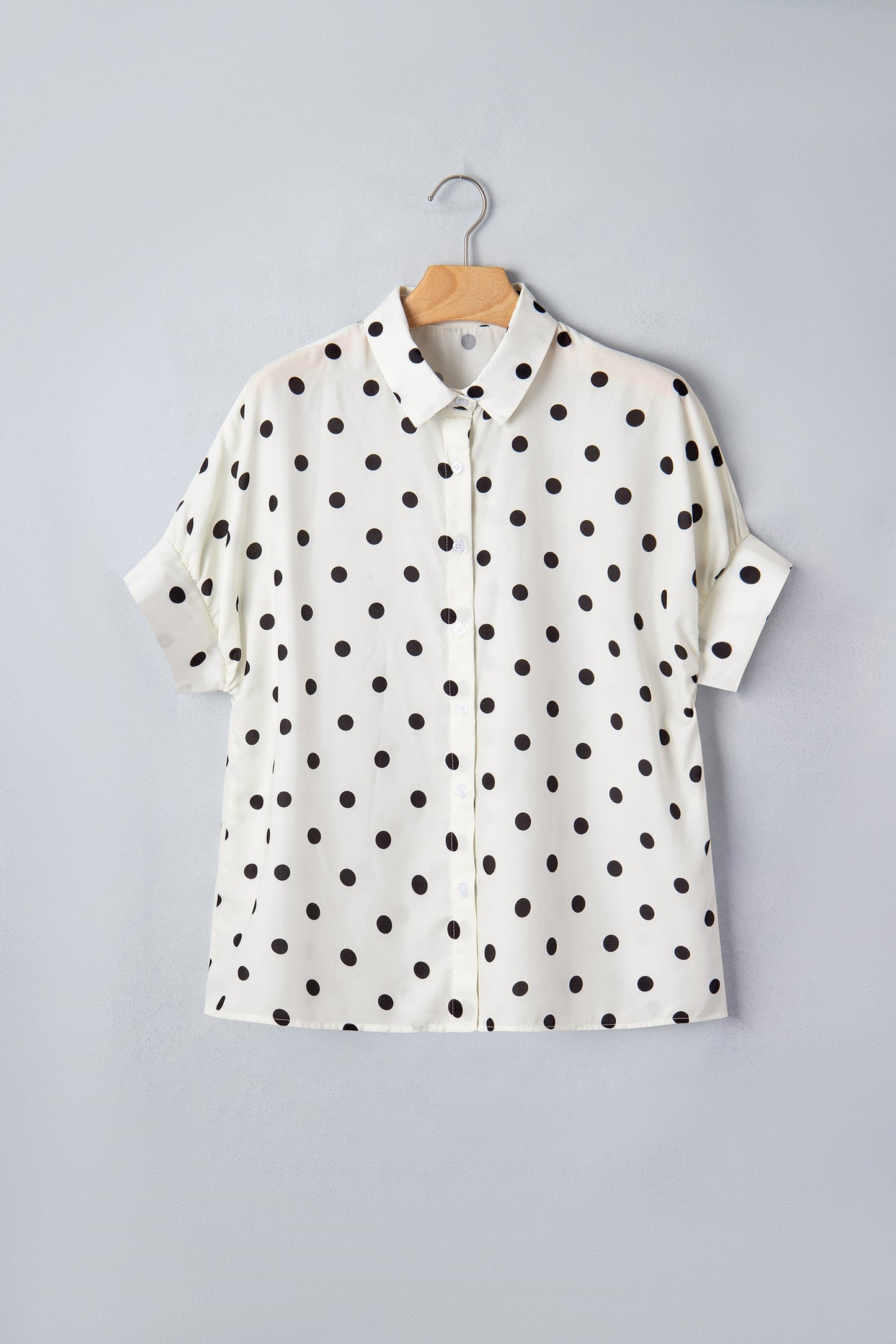 Polka Dot Dolman Sleeve Buttoned Shirt
