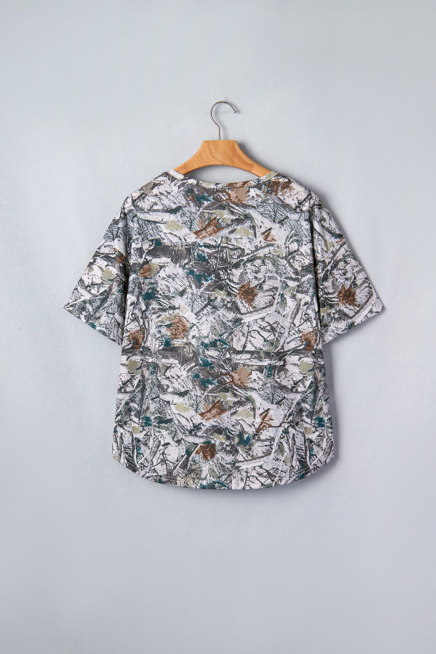 Woodland Camo Henley Tunic T-Shirt