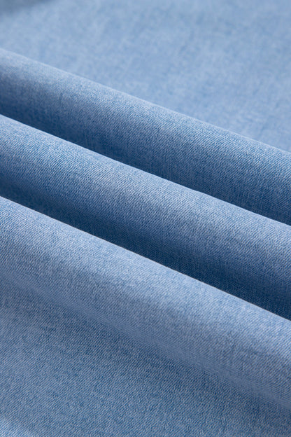 Solid Denim Square Patch Pocket Ankle Length Barrel Jeans