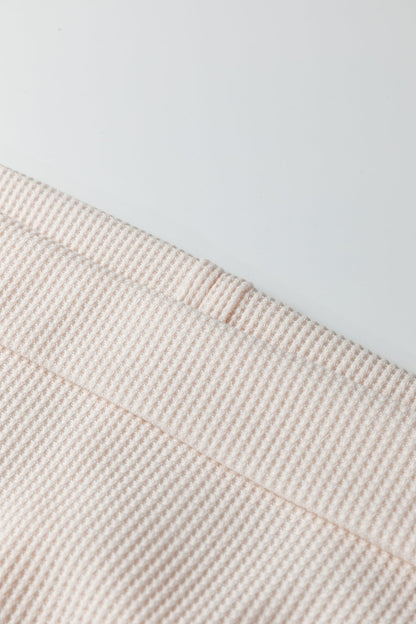 Solid Waffle Knit Asymmetric Neck Long Sleeve Top