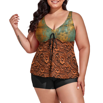 Leather & Patina Women's Plus Size Two Piece Swimsuit