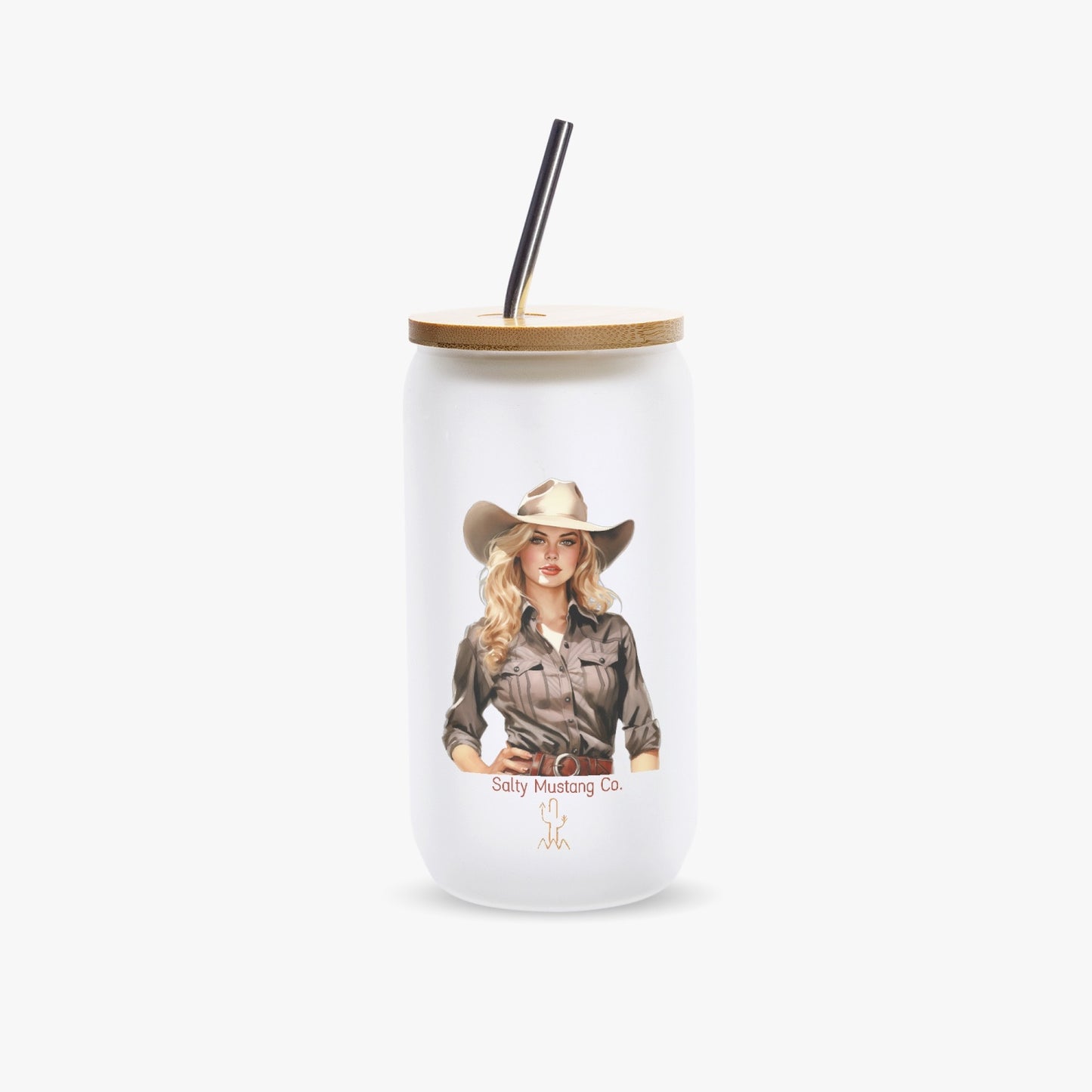 Alpine Cowgirl Frosted Glass Cup