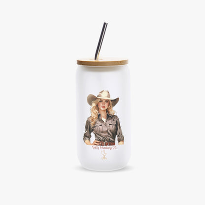 Alpine Cowgirl Frosted Glass Cup