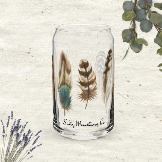 Feather Can-shaped glass