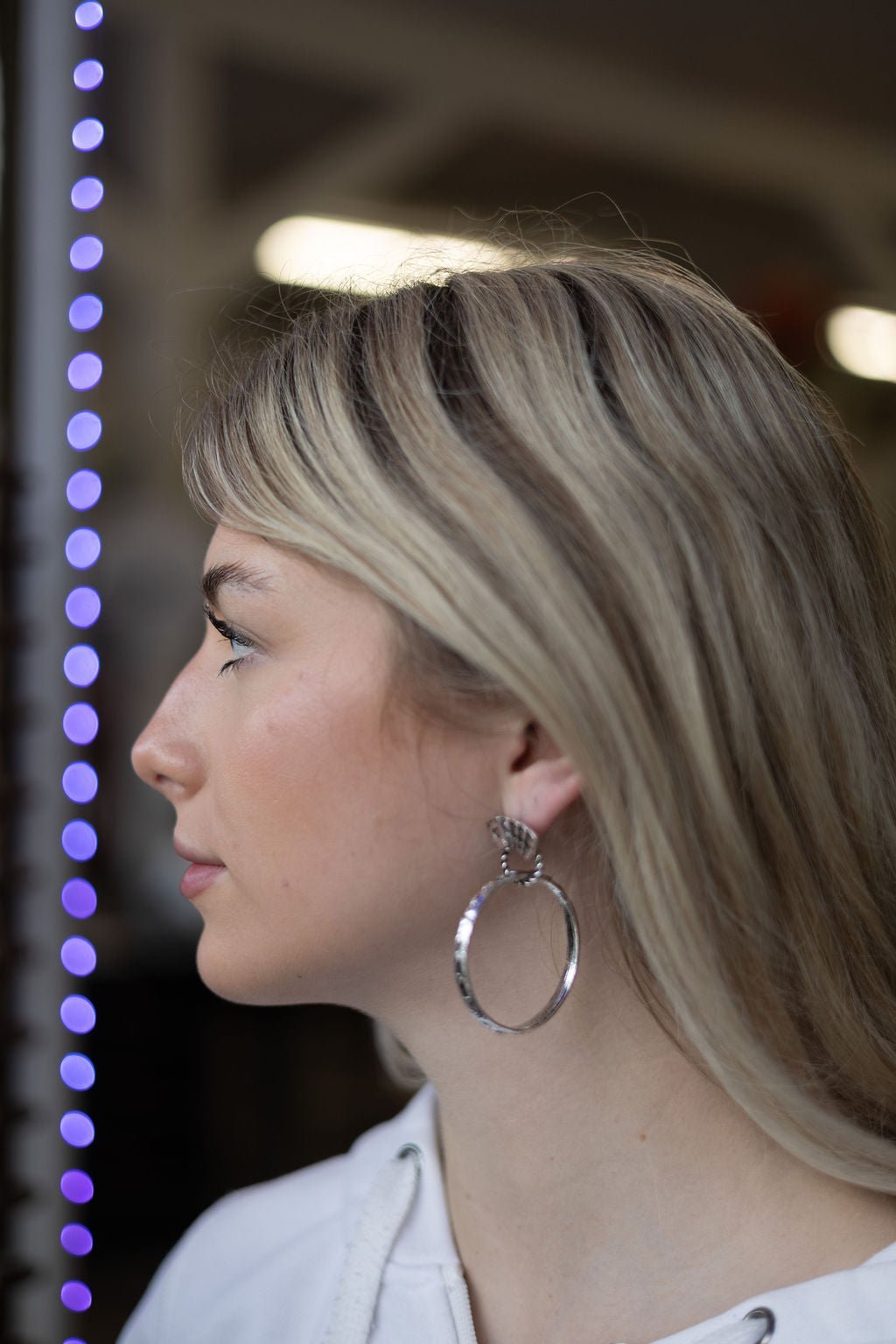 Western Card Theme Hoop Earrings with Playing Card Detail — 2" Drop