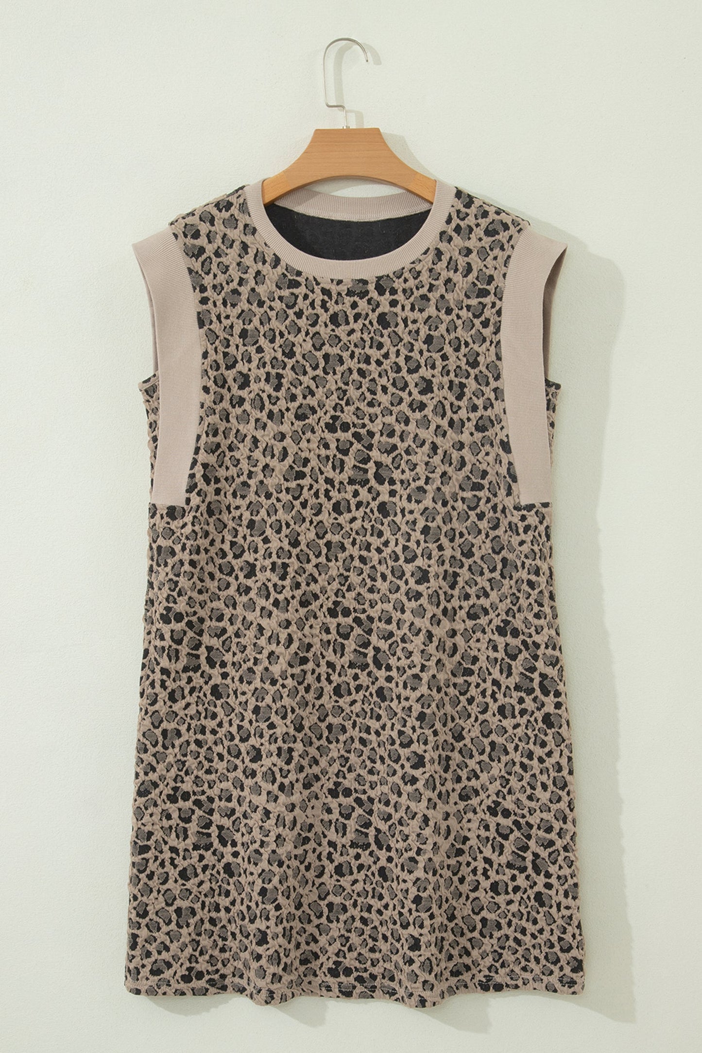 Leopard Textured Sleeveless Mini Dress
