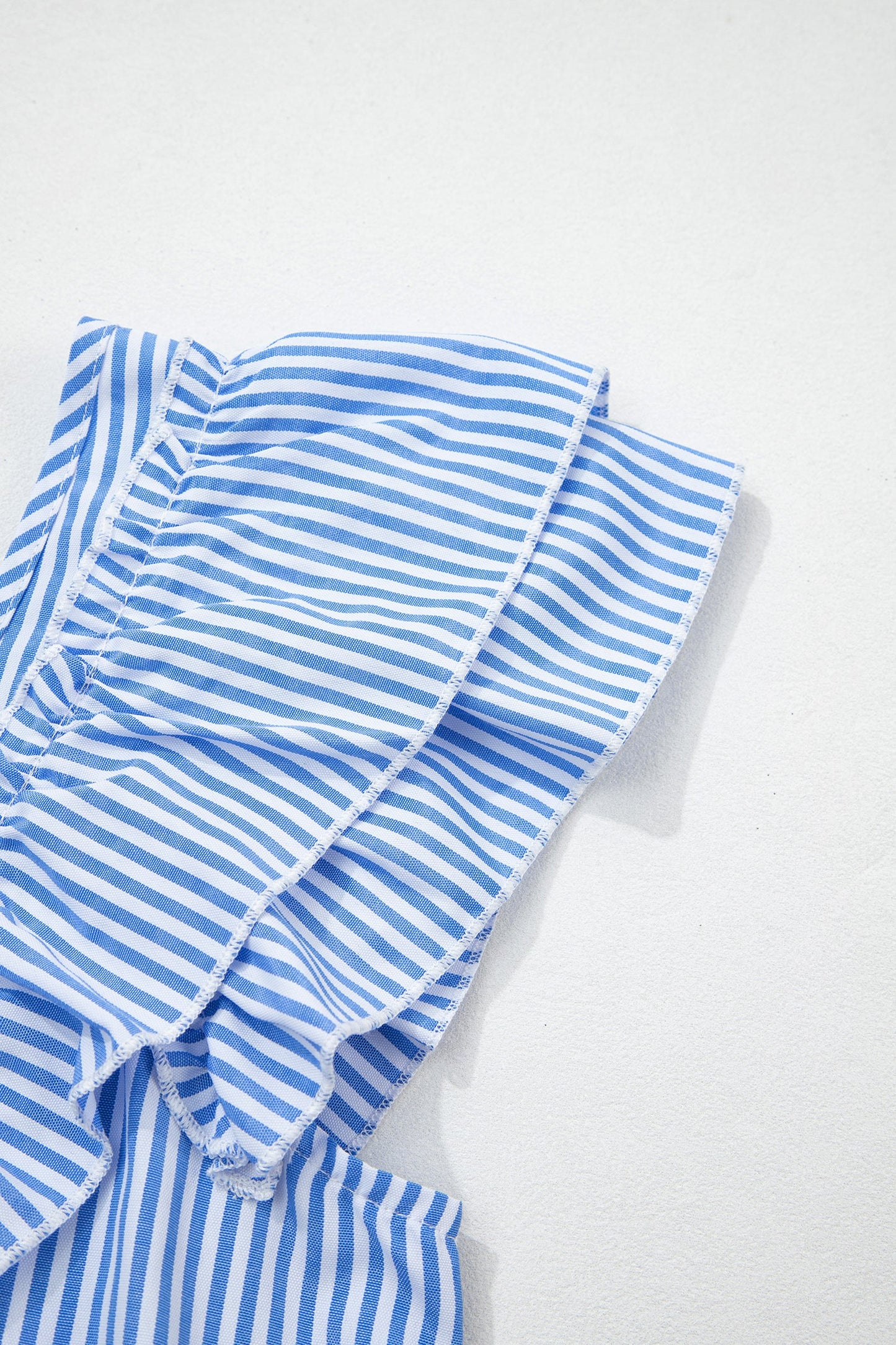 Stripe Bow Square Neck Ruffle Sleeve Blouse