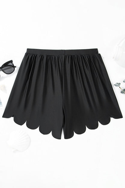 Scalloped Trim High Waist Beach Shorts