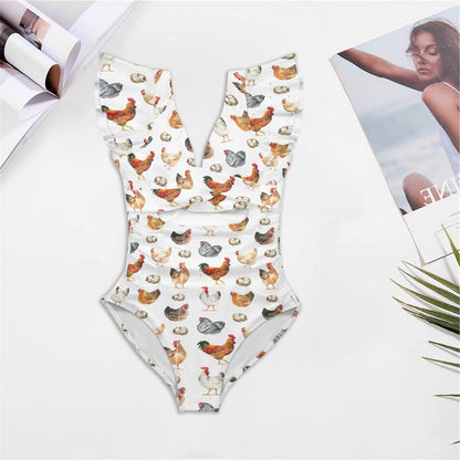 Prettiest Little Hen House In Texas Ruffle Sleeve Swimsuit