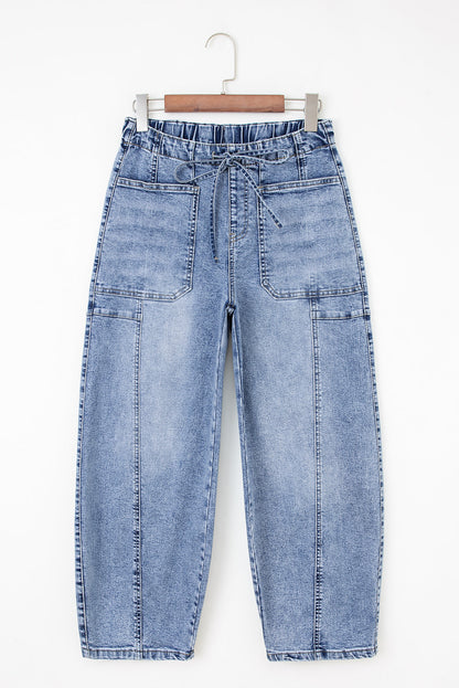 Large Patch Pocket Drawstring Paperbag Waist Barrel Jeans