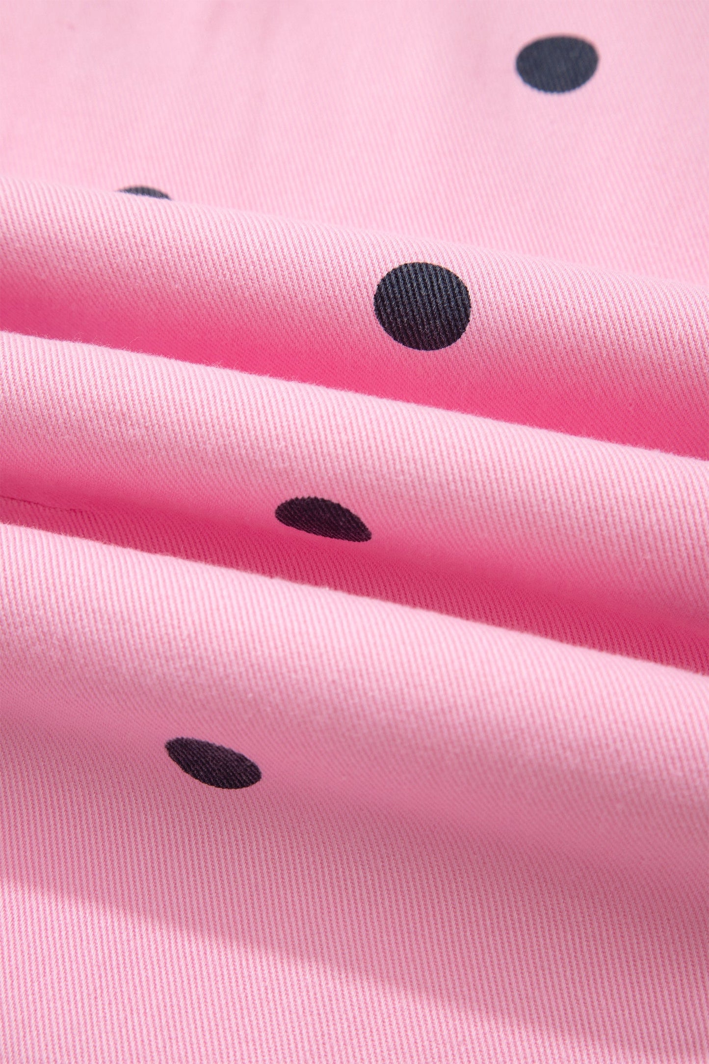 Polka Dot Denim Barrel Leg Overalls Jumpsuit