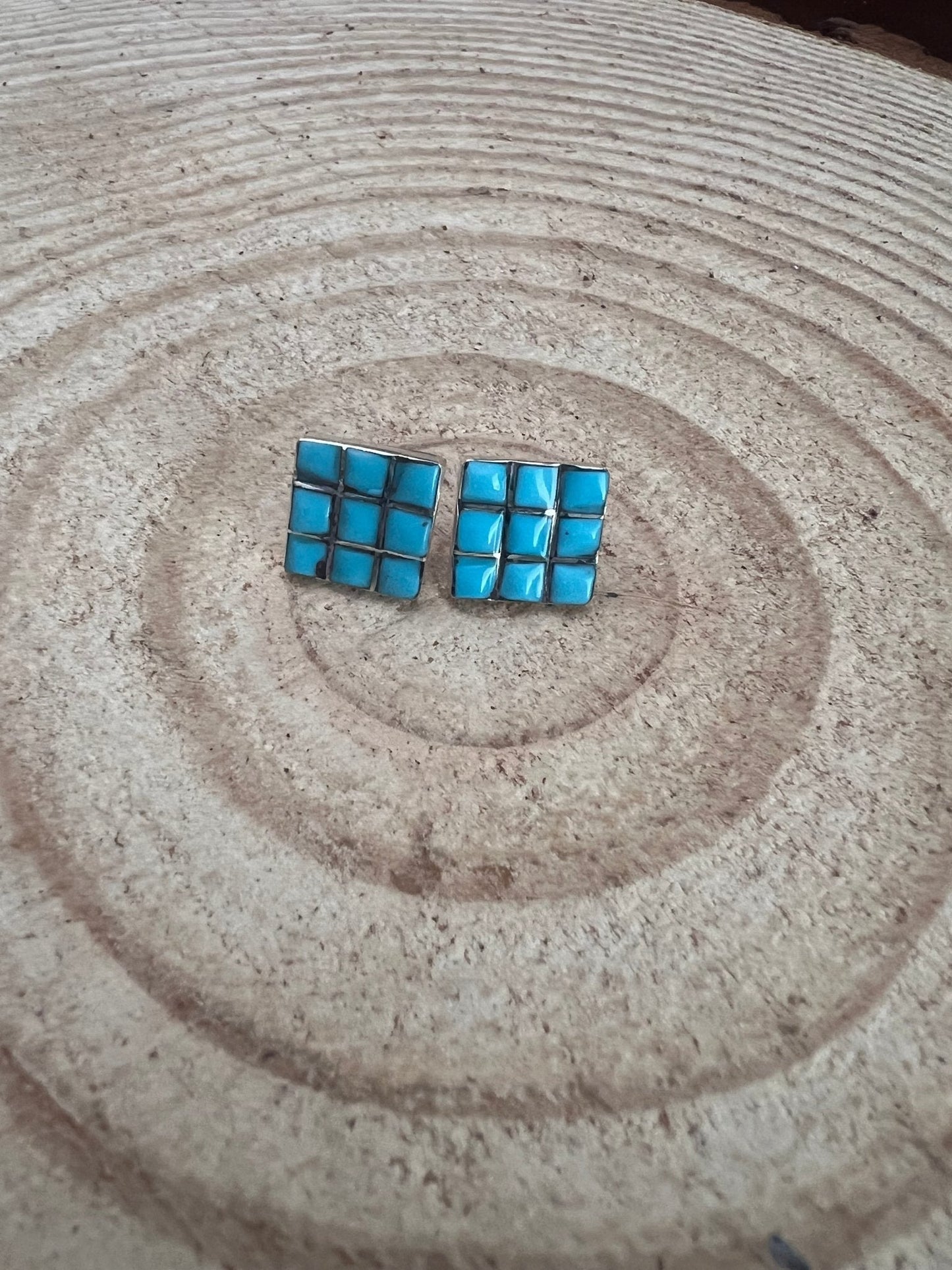 Charles Malani Zuni Turquoise & Sterling Silver Petite Earrings
